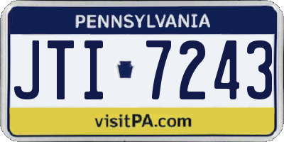 PA license plate JTI7243