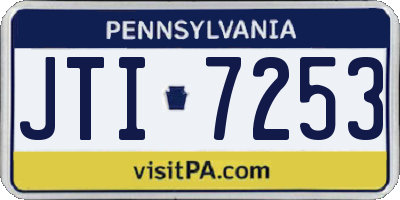 PA license plate JTI7253