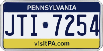 PA license plate JTI7254