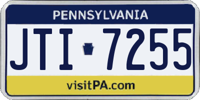 PA license plate JTI7255