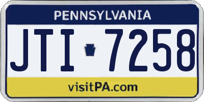 PA license plate JTI7258