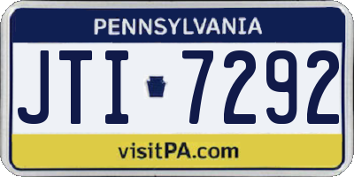PA license plate JTI7292