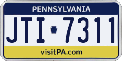 PA license plate JTI7311