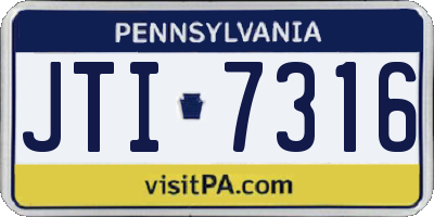 PA license plate JTI7316