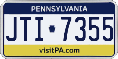 PA license plate JTI7355