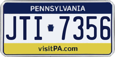 PA license plate JTI7356