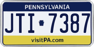 PA license plate JTI7387