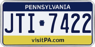 PA license plate JTI7422