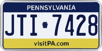 PA license plate JTI7428