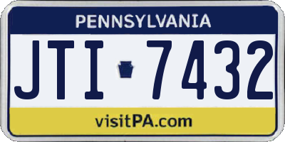 PA license plate JTI7432