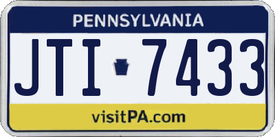 PA license plate JTI7433