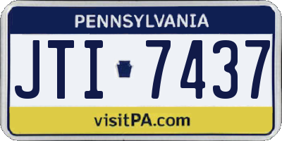 PA license plate JTI7437