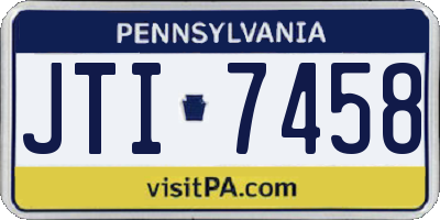 PA license plate JTI7458