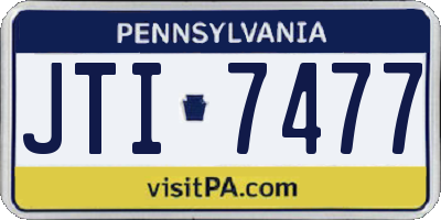 PA license plate JTI7477
