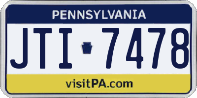 PA license plate JTI7478