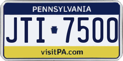 PA license plate JTI7500