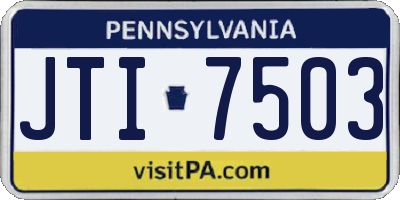 PA license plate JTI7503