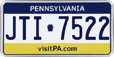 PA license plate JTI7522