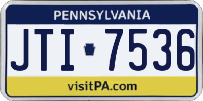 PA license plate JTI7536