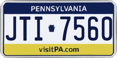 PA license plate JTI7560