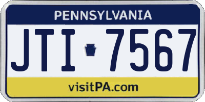 PA license plate JTI7567