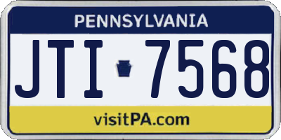 PA license plate JTI7568