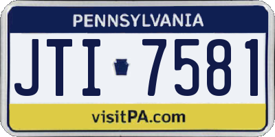 PA license plate JTI7581
