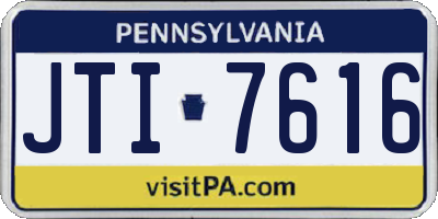 PA license plate JTI7616