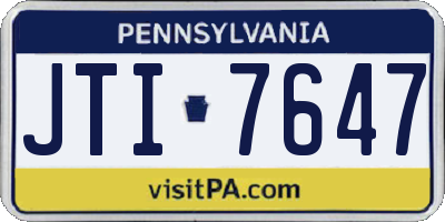 PA license plate JTI7647