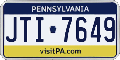 PA license plate JTI7649