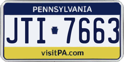 PA license plate JTI7663