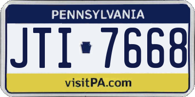 PA license plate JTI7668