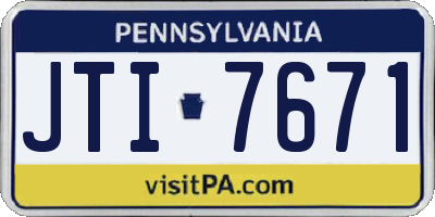 PA license plate JTI7671