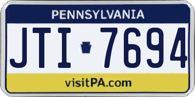 PA license plate JTI7694