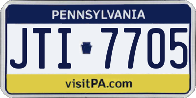 PA license plate JTI7705
