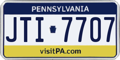PA license plate JTI7707