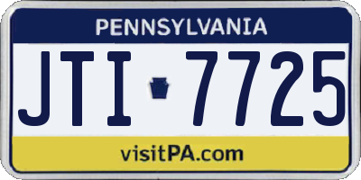 PA license plate JTI7725