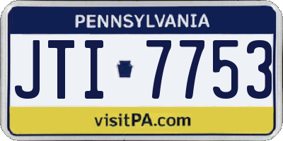 PA license plate JTI7753