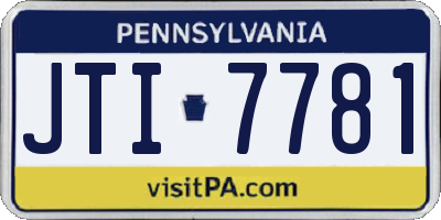 PA license plate JTI7781