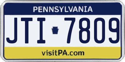PA license plate JTI7809