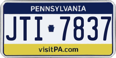PA license plate JTI7837