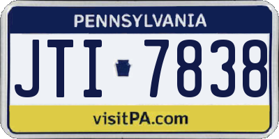 PA license plate JTI7838