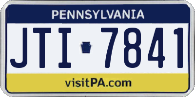 PA license plate JTI7841
