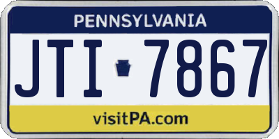PA license plate JTI7867