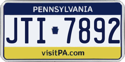 PA license plate JTI7892
