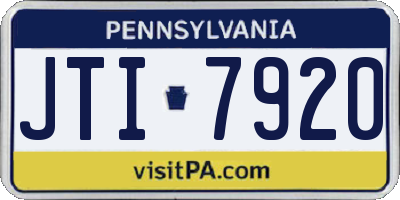 PA license plate JTI7920