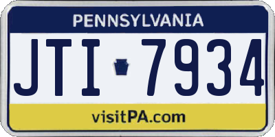 PA license plate JTI7934