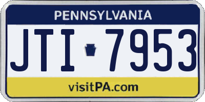 PA license plate JTI7953
