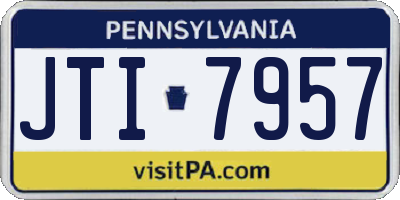 PA license plate JTI7957