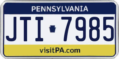 PA license plate JTI7985